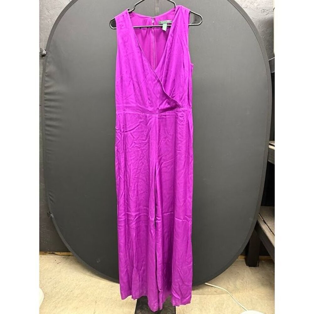 Lauren Ralph Lauren Purple Satin-Like Sleeveless Jumpsuit